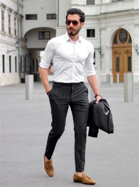 tan shoes with black pants